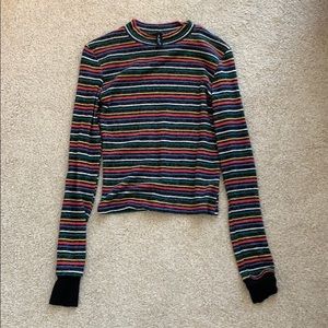 Multi-color striped long sleeve shirt